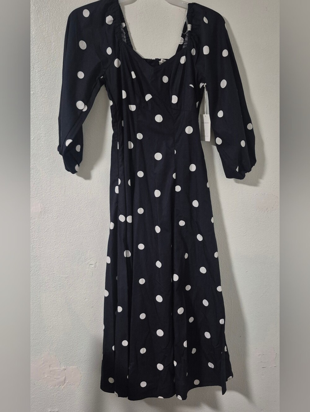Free Assembly Polka Dot Maxi Dress - Darkest Navy & White